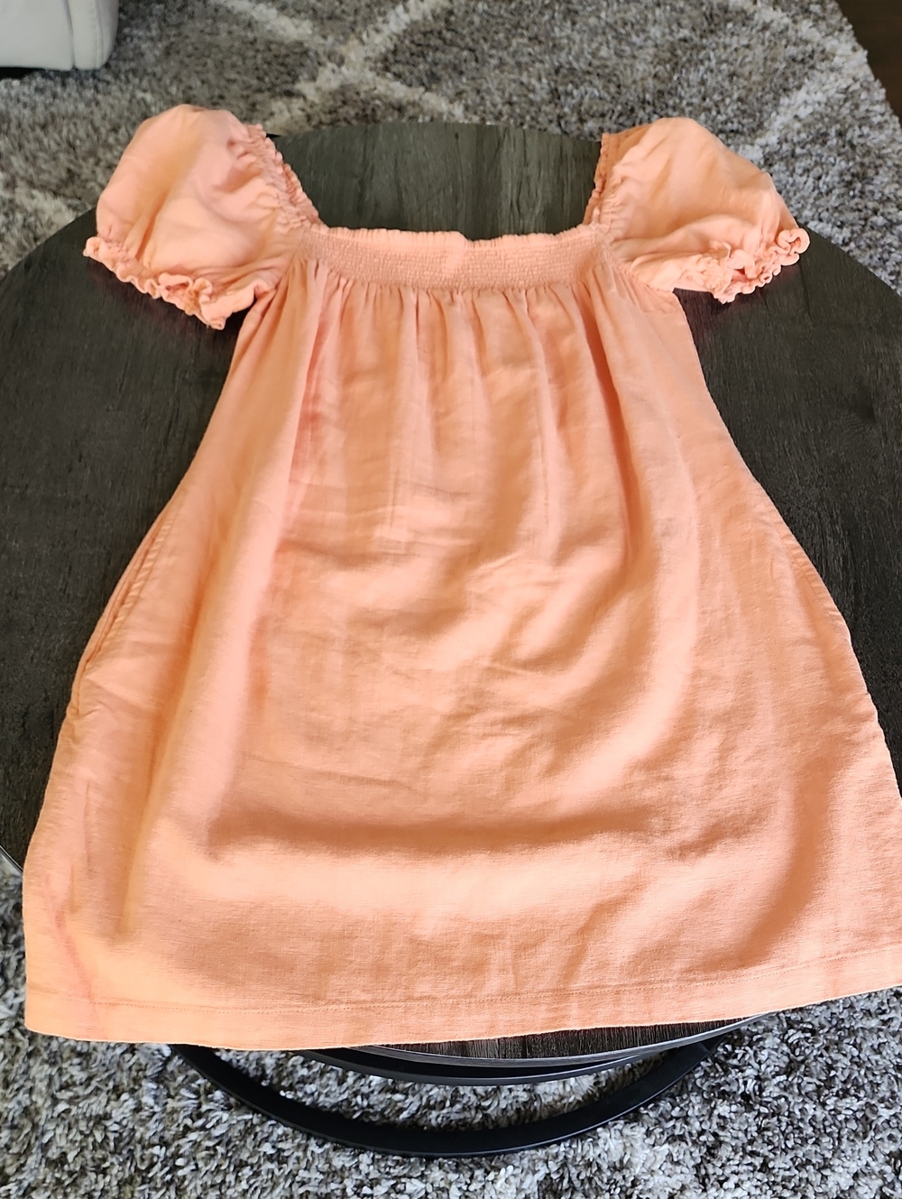Abercrombie & Fitch Peach Square Neck Puff Sleeve Mini Dress NWT SP - Picture 6 of 8